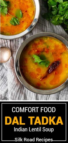 two bowls filled with dal ladka and garnished with herbs