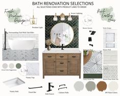 bathroom renovation selections including sink, mirror and tub