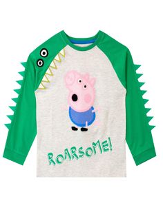 PRICES MAY VARY. Kids George Pig Long Sleeve Top This Roar-some green long sleeve top features a print of Peppa's brother George Pig with the slogan 'Roarsome' Complete with a cool felt spike detail on the sleeves and a print of Mr Dino's face on the shoulder A dino-riffic sweater for fans of George Pig Officially licensed Peppa Pig merchandise Boys George Pig Long Sleeve Top. Get ready for adventures with Peppa, George and Mr Dino in this oink-tastic tee! This Roar-some green long sleeve top fe Pig Onesie, Peppa Pig Outfit, Pig Clothes, Peppa Pig Colouring, George Pig, Cool Green, Green Long Sleeve Top, Boy George, Green Long Sleeve