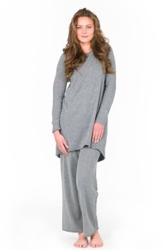 Kuschelige Loungewear in grauem Wollmix von BeeDees.