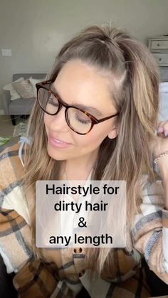 Brooke Roundy Hair Tips Makeup Tips on Instagram: "Re-sharing my first viral hairstyle with you guys cause I love this easy hairstyle so much! Save for later! Shacket from @louiseandmaeboutique glasses from @zennioptical you can find the link on my LTK highlight bubble or on the link #messyhair #selfie #messyhairdontcare #love #hair #makeup #instagood #hairstyles #curlyhair #me #hairstyle #messybun #smile #photography #longhair #instagram #fashion #picoftheday #hairdo #hairgoals #style #blonde Teacher Hairstyles, Hairstyles With Glasses, Easy Hair Updos, Smile Photography, Hairdos For Short Hair, Easy Hairstyle, Mom Hairstyles, Hair Tutorials For Medium Hair