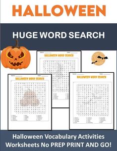 halloween word search worksheet with pumpkins on it and the words in english