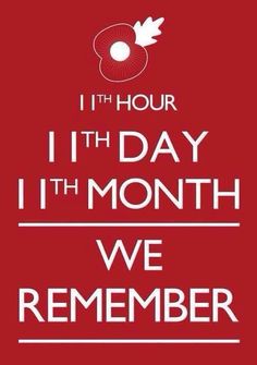 a red and white poster with the words 11 th hour 11th month, we remember