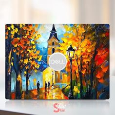 an image of a painting on the back of a laptop computer case that says dell