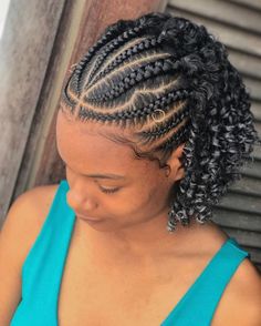 Short Half-Up Cornrow Hairstyle Cornrows And Twists, Two Cornrow Braids, Half Braided Hairstyles, Twist Cornrows, Scalp Braids, Cornrow Ponytail, Cabello Afro Natural, Different Braids