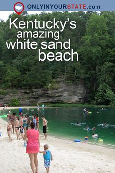 people are walking on the beach and swimming in the water at kentucky's amazing white sand beach