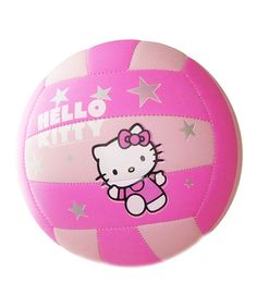 a pink hello kitty volleyball with stars on it