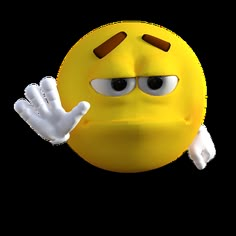 a yellow emoticure with eyes and hands up