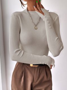 Women Sweater, Ribbed Knit Sweater