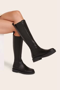 PALAMINO TALL BOOT BLACK Tall Boots Black, Platform Chelsea Boots, Suede Chelsea Boots, Black Boots Tall, Tall Boot, Leather Slide Sandals, Black Chelsea Boots, Shoe Inspo, Brown Sneakers