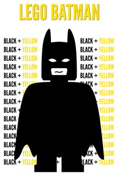 the lego batman poster is shown in black and yellow with words below it that read,'lego batman '