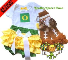 Oregon Ducks Outfit for Baby Girls & Toddlers – Needles Knots n Bows Gameday Party, Ducks Football, Oregon Ducks Football