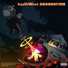 the cover art for kanny west's graduation album, featuring an image of a bear