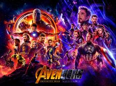 the avengers movie poster is shown in this image, with all of the characters and their names