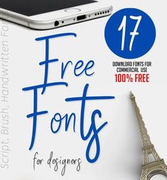 an advertisement with the eiffel tower and phone on it for free fonts