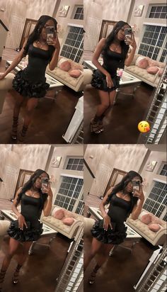 Attending A Sweet 16 Outfit, Cute Dresses For 15 Birthday, Banquet Dresses Black Women, Birthday Formal Outfit, Sweet 16 Birthday Dinner Outfit, Black Heels Outfit Black Women, Birthdays Outfit Ideas For Women, Cute Birthday Dresses 16, Black 16th Birthday Dress