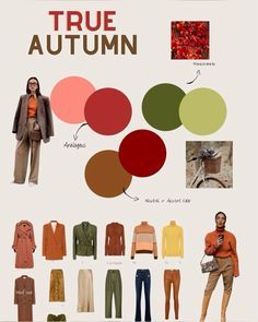 Autumn season colour analysis  #autumncolors #autumn #color True Autumn Wardrobe, Season Colour Analysis, Soft Autumn Deep, Warm Fall Outfits