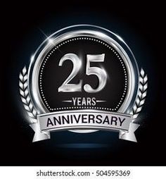 25th anniversary badge with the number twenty five years