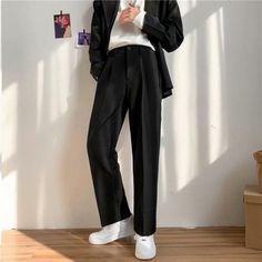 Brand Name: UyukApplicable Season: summerPant Style: Wide Leg PantsOrigin: CN(Origin)Material: PolyesterApplicable Scene: CasualStyle: CasualWaist Type: MIDFront Style: FlatDecoration: PocketsFit Type: LOOSEWaist Size(in inches): 25.2 - 32.28Gender: MENItem Type: Full LengthModel Number: M892375-P26Thickness: MidweightFabric Type: BroadclothLength: Ankle-Length PantsClosure Type: Button Fly Outfits Hombre, Leisure Suit, Business Pants, Traje Casual, Casual Wide Leg Pants, Japanese Streetwear, Suit Trousers, Mens Dress Pants, Men's Korean Style