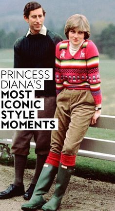 two people standing next to each other on a bench with the caption princess dianna's most iconic style moments