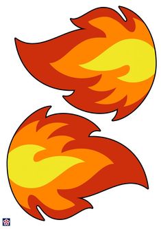 two orange and yellow fireballs on a white background