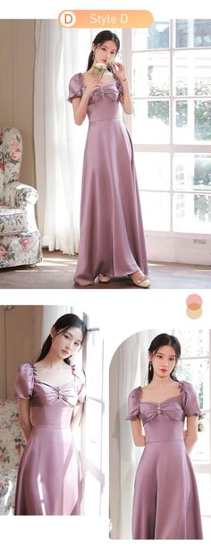 Garden Bridesmaid, Cold Shoulder Sleeves, Hand Bouquet, Sleeves Style, Purple Satin, Bridesmaid Wedding, Bouquet Wedding, Party Dress Long, Dress Party