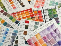 many different colors of watercolor on paper