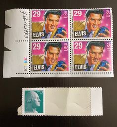 two stamps with elvis on them are next to each other