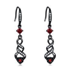 PRICES MAY VARY. 💕Design:These gothic black rose earrings are designed with rose and infinity, set with red and white zircon to accentuate their vintage and unique style. Black rose earrings are a great gift for mother, wife, daughter, girlfriend. 💕Material:Black rose earrings are made of red and white Zircon.It is hypoallergenic, tarnish resistant, nickel-free, lead-free, cadmium-free, suitable for long-term wear. 💕Size: The black rose earrings size is 0.31 inch*1.67 inch. Packaging: 1x blac Congratulation Graduation, Earrings Gothic, Infinity Jewelry, Gothic Earrings, Heart Dangle Earrings, Rose Jewelry, Gothic Jewelry, Heart Earrings Studs, Rose Earrings