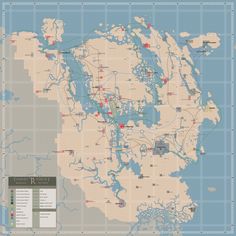 a large map with many places to see and do something in the middle of it