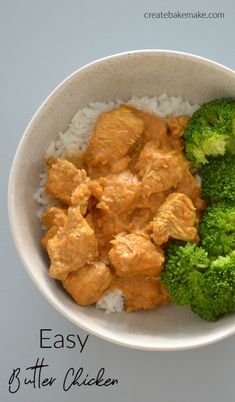 a bowl filled with chicken and broccoli on top of rice