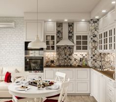 a white table and chairs in a room