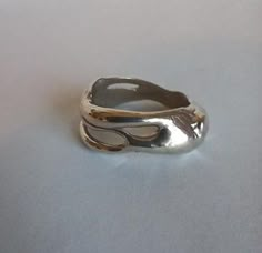 One of a kind sterling silver rings made using the lost wax method. Each one is hand made so no two are exactly alike. All part of the Fluid Series. Silver Unique Jewelry, Silver Handmade Ring, Lost Wax Rings, Silver Jewellery Making, Lost Wax Ring, Cool Rings Unique, Chunky Silver Ring, Cool Silver Jewelry, Wax Ring Carving Ideas