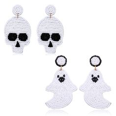 PRICES MAY VARY. Grab everyone’s attention with these beaded skull earrings.These festive Beaded Drop Earrings are Shaped as Beautiful Sacred skeleton and adorned in bright seed beads. Earrings are light weight and felt back comfortable for long wear. Look for all the spirits coming to visit while wearing these beaded skull dangle earrings,Perfectly matches with Halloween theme and is going to be a stunner in your parties. Material: Lead and nickel compliant plated metal, seed bead, polyester.Di Skull Fringe Earrings, Seed Bead Skeleton, Seed Bead Skull Earring Pattern, Skull Beaded Earrings, Beaded Skull Earring, Halloween Costume Jewelry, Seed Beads Earrings, Halloween Beads, Earrings Halloween