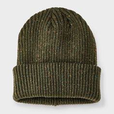 Men's Speckle Ribbed Beanie - Goodfellow & Co™ Olive Green : Target Beanie Aesthetic, Stuff For College, Straw Panama Hat, Straw Visor, Textured Crochet, 20s Style, Winter Wishlist, Green Accessories, Alaskan Cruise