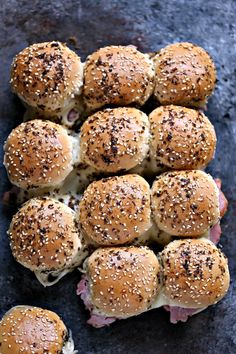 ham and cheese sliders with sesame seed sprinkles