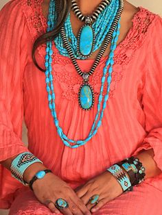 I love turquoise and coral together. Necklace Prom, Collar Hippie, Stile Boho Chic, Turquoise Jewelry Native American, Mode Boho, Native American Turquoise, American Turquoise, Epilator