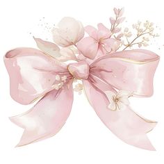 a pink bow with flowers on it