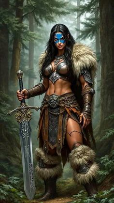 Female Barbarian, Barbarian Woman, Digital Comics, Norse Goddess, Military Girl, Fantasy Pictures, Tiger Art, Warrior Princess, Digital Comic