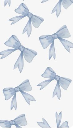 blue bows on white background for wallpaper or fabric, with watercolor effect in the middle