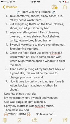 the rules for cleaning rooms and other things that are not in use on this page