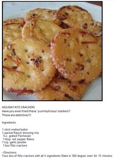 an image of some crackers on a plate with the text spicy ranch crackers recipe box ritz