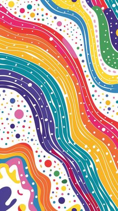 an abstract rainbow background with dots and lines