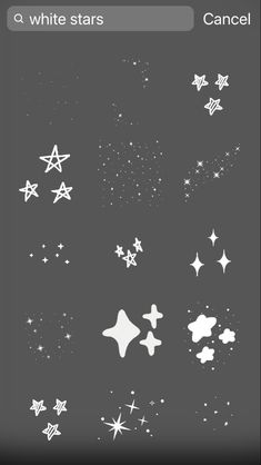 an iphone screen with white stars on it