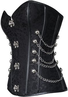 Chain Corset, Pattern Corset, Black Steampunk, Brocade Pattern, Yennefer Of Vengerberg, Steel Boned Corsets, Jane Clothing, Boned Corsets