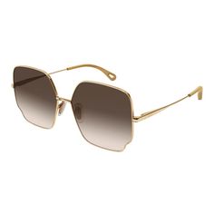 Chloe Ch 0092s 005 Gold Metal Square Sunglasses Brown Gradient Lens Elegant Summer Sunglasses With Metal Frame, Elegant Metal Frame Sunglasses For Summer, Elegant Metal Frame Sunglasses For Spring, Classic Evening Sunglasses For Spring, Elegant Sunglasses With Gradient Lenses For Spring, Classic Sunglasses For Summer Evenings, Luxury Gradient Lenses Sunglasses For Spring, Elegant Spring Sunglasses With Gradient Lenses, Classic Evening Sunglasses For Summer