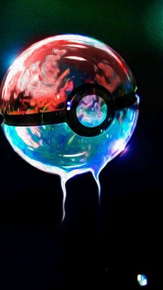 a close up of a pokemon ball with water dripping from it's bottom and eyes