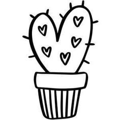 a cactus in a pot with hearts drawn on it