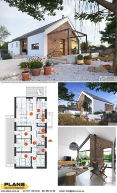 an image of a house that is in the process of being built with plans and photos