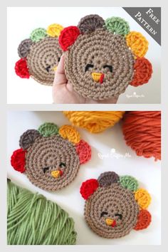 crochet turkey coasters with free pattern